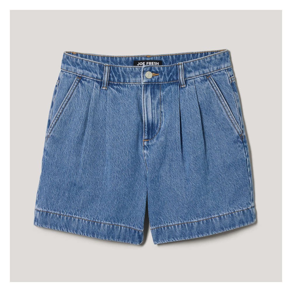 Pleated hot sale jean shorts